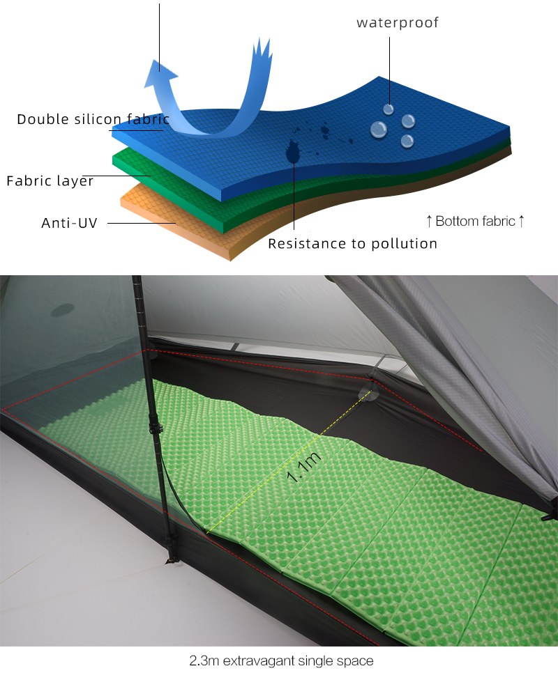 Cheap Goat Tents 3F UL GEAR Lanshan 1 Pro Waterproof Tents 3 4 Season 15D Silnylon Rodless Tent Outdoor 1 Person Light Weight Camping Tent   